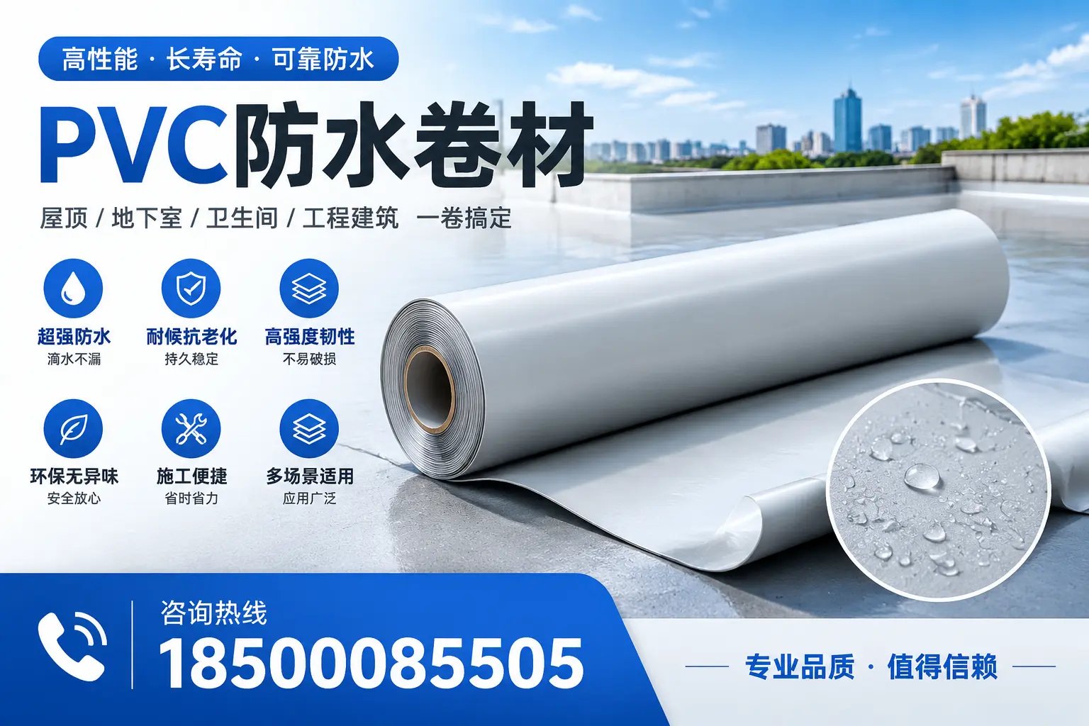 PVC防水卷材的防水效果评测,适合云浮的科学依据
